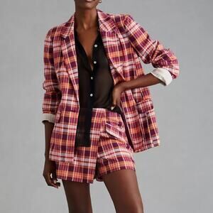 Maeve Plaid Blazer Pink Orange Jacket size 2